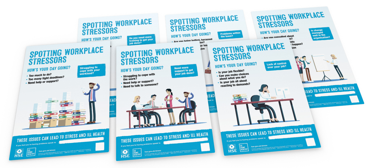 Workplace stress illustration poster set