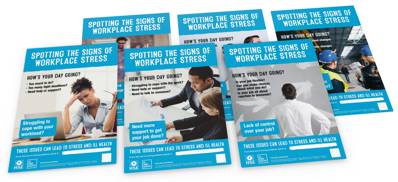 Workplace stress photographic poster set