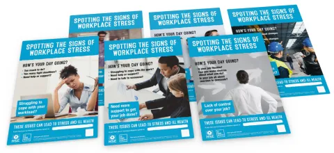 Workplace stress photographic poster set